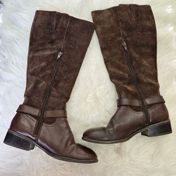 LAUREN Ralph Lauren McLeod Brown Leather Suede Riding Style Boot w/ Bridle 5.5 - Picture 6 of 15